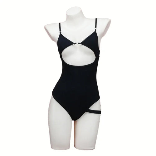 Anime Black Hollow Swimsuit Women Bodysuit Cosplay Costume Sexy Backless Swimwear with Cover-up Girls Underwear Role Play Outfit